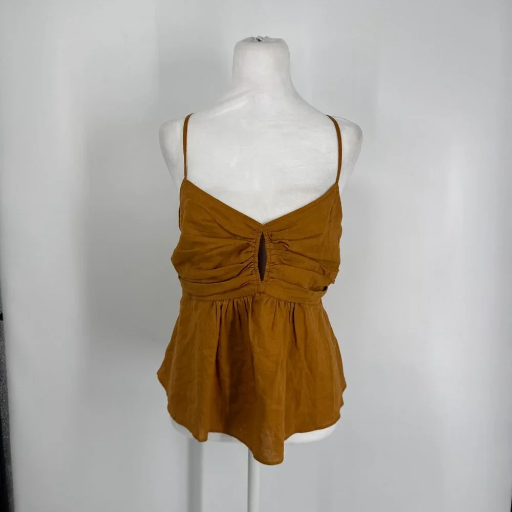 Banana Republic Linen-Blend Tie-Back Peplum Camisole Top Size XL NWT - Picture 3 of 13